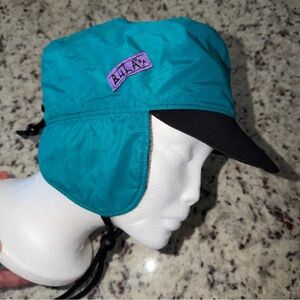 ULTRA RARE 90’s Vintage Bula Hat Teal / Black Snow Trapper Cap MADE IN USA EUC